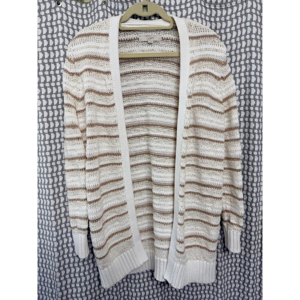 LOFT Women's Striped Open Front Cardigan Sweater